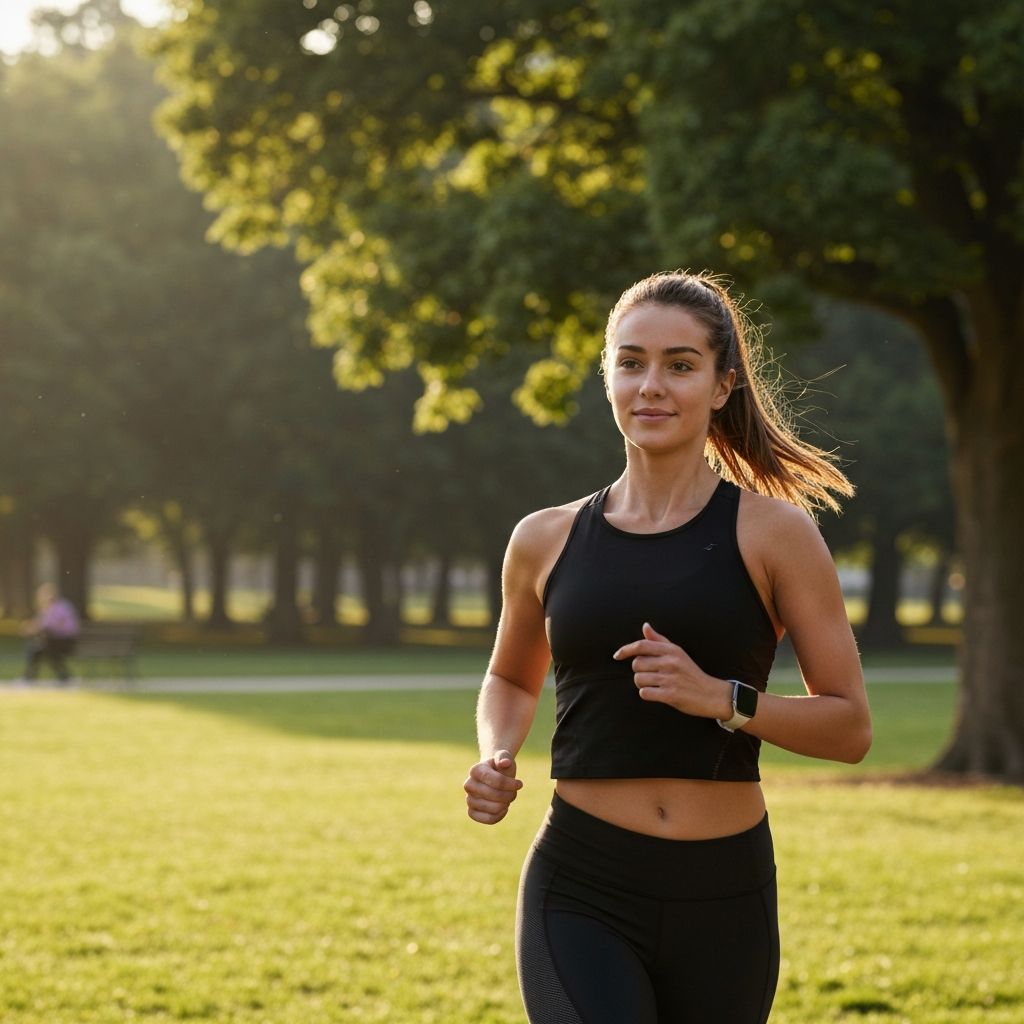 Osoba trči u mirnom parku sa prirodom i dnevnom svjetlošću
